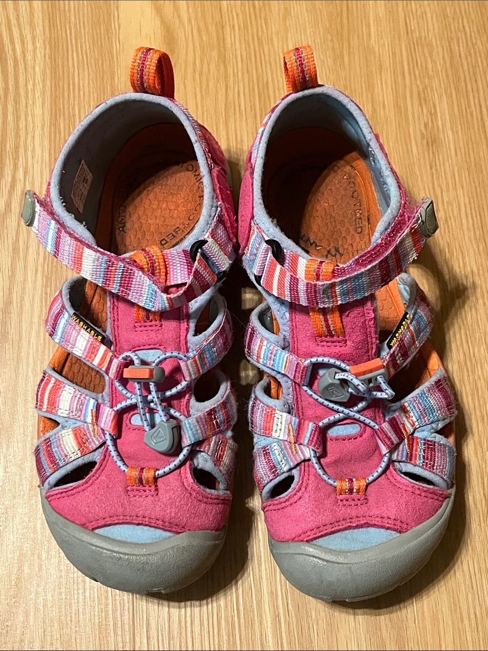 KEEN Seacamp Kids Pink & Orange Multistripe Closed-Toe Water Sandals